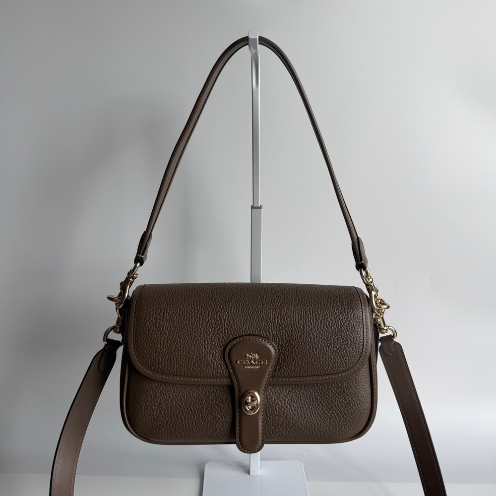 Coach Hadley Shoulder Bag Dark Stone Pebbled Leather CY683